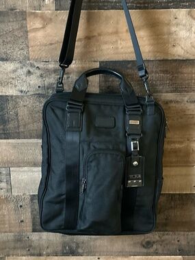 TUMI Black Laptop Bag Ballistic Nylon Work Travel Messenger Crossbody